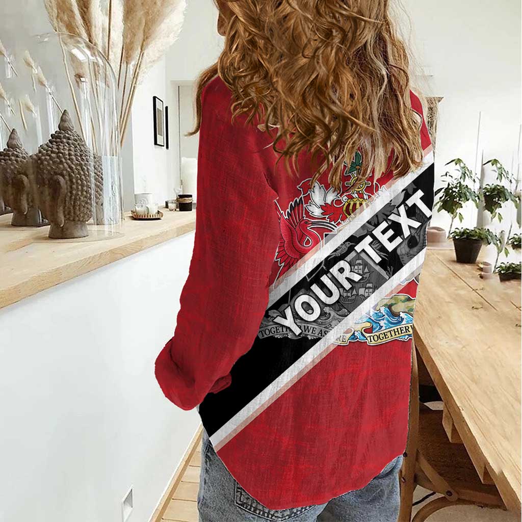 Personalized Trinidad and Tobago Women Casual Shirt Coat Of Arms Flag Style
