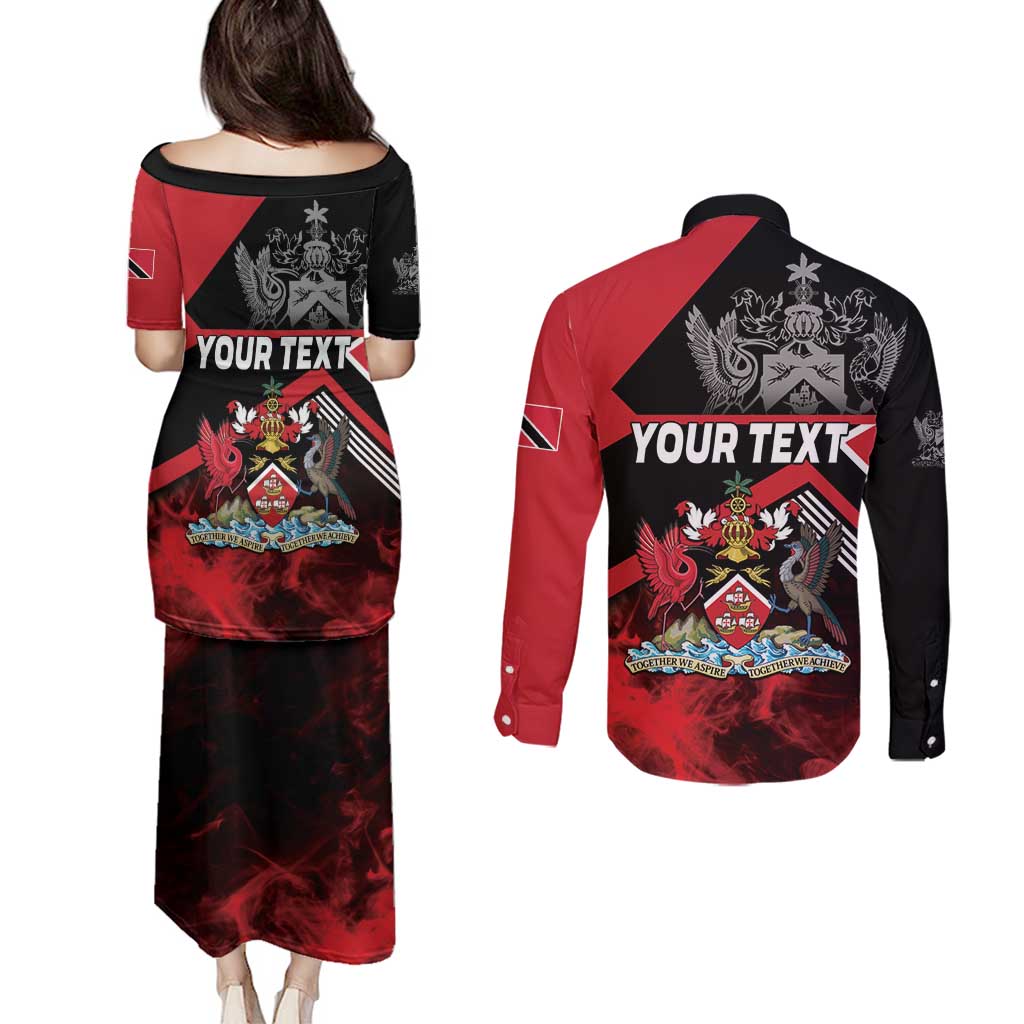 Personalized Trinidad and Tobago Couples Matching Puletasi and Long Sleeve Button Shirt Unique Style