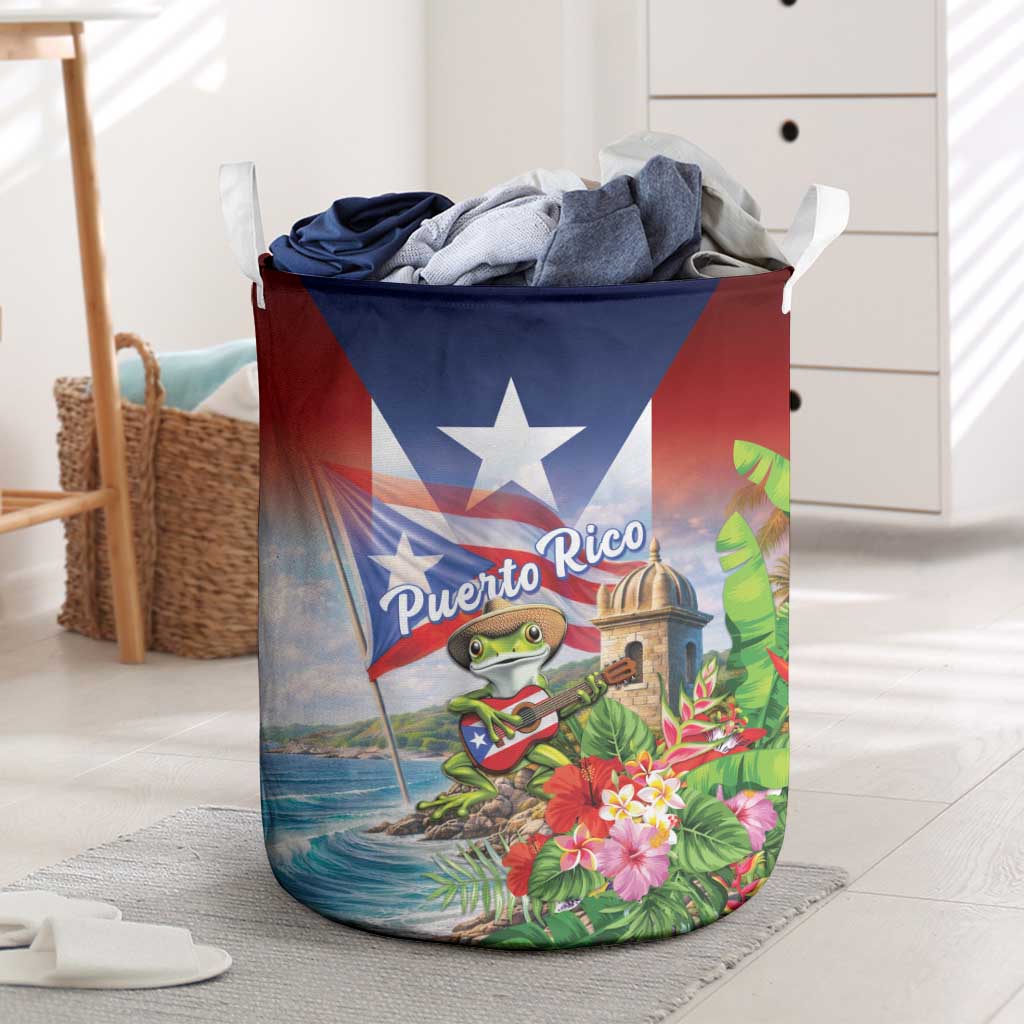 Puerto Rico Coqui Frog Laundry Basket Happy Emancipation Day