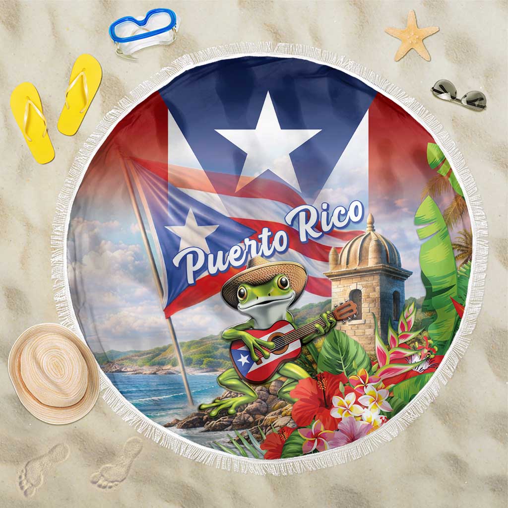 Puerto Rico Coqui Frog Beach Blanket Happy Emancipation Day