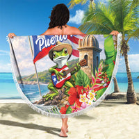 Puerto Rico Coqui Frog Beach Blanket Happy Emancipation Day