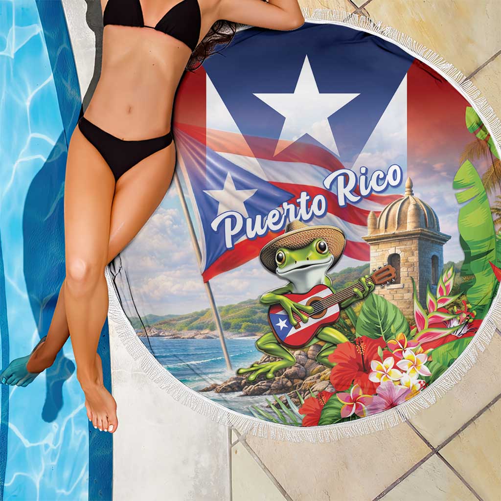 Puerto Rico Coqui Frog Beach Blanket Happy Emancipation Day