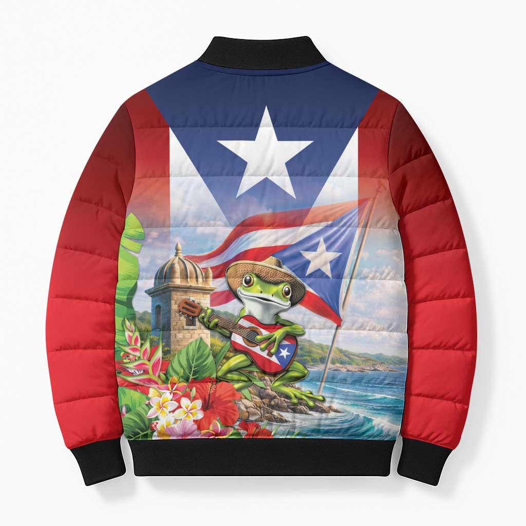 Puerto Rico Coqui Frog Bomber Puffer Jacket Happy Emancipation Day