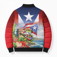 Puerto Rico Coqui Frog Bomber Puffer Jacket Happy Emancipation Day