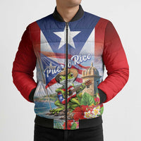 Puerto Rico Coqui Frog Bomber Puffer Jacket Happy Emancipation Day