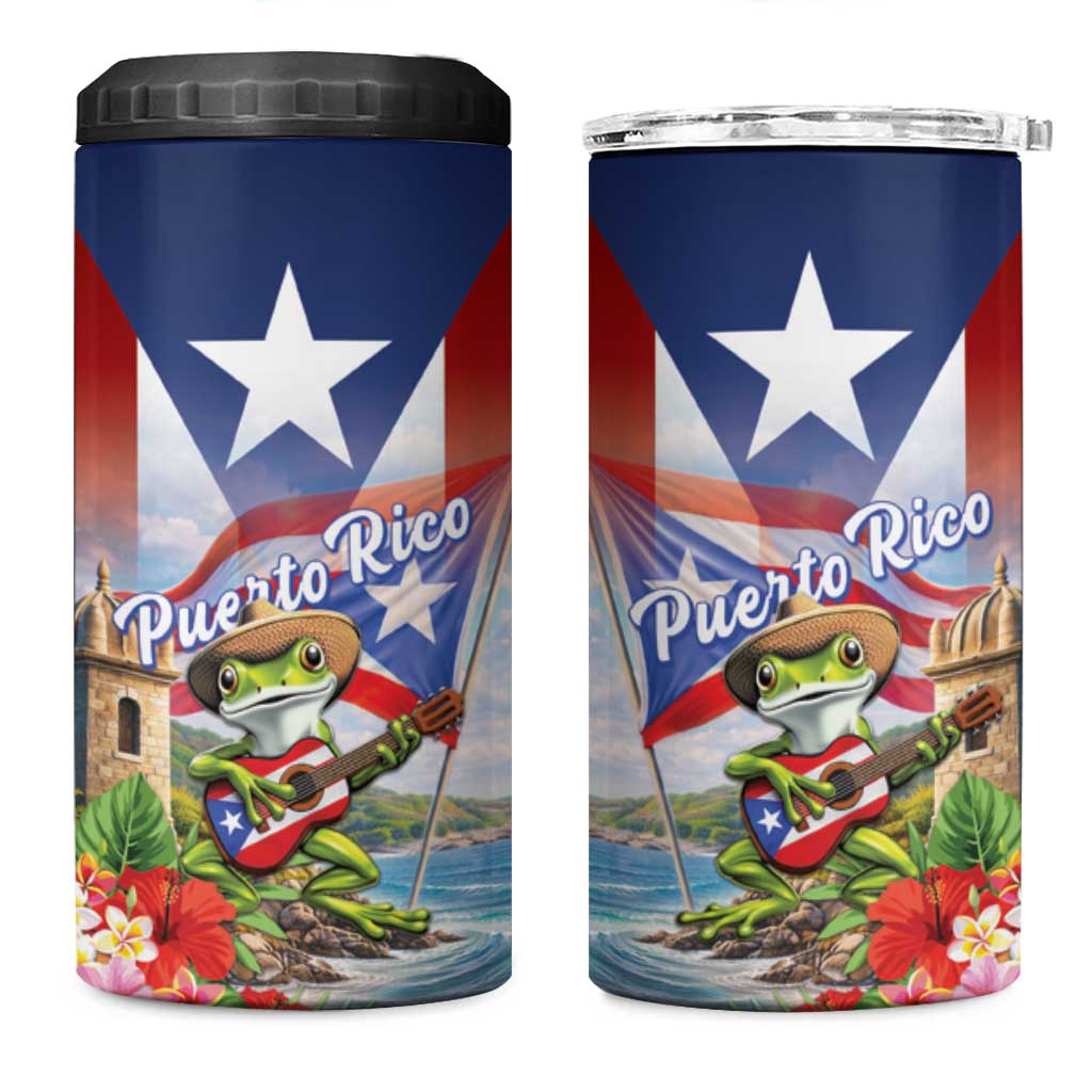 Puerto Rico Coqui Frog 4 in 1 Can Cooler Tumbler Happy Emancipation Day