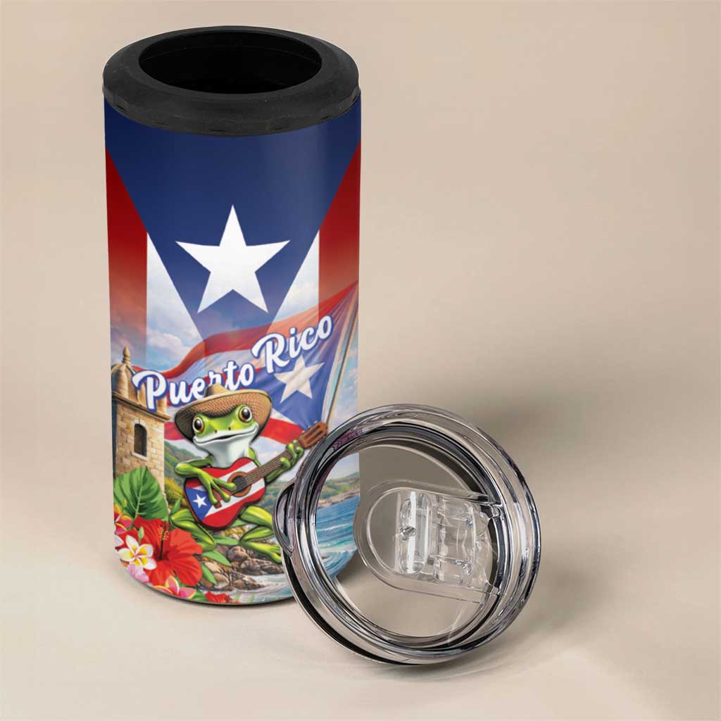 Puerto Rico Coqui Frog 4 in 1 Can Cooler Tumbler Happy Emancipation Day