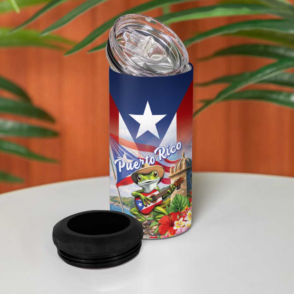 Puerto Rico Coqui Frog 4 in 1 Can Cooler Tumbler Happy Emancipation Day