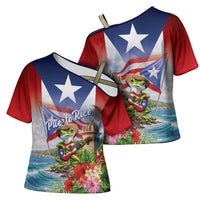 Puerto Rico Coqui Frog Cross Shoulder Shirt Happy Emancipation Day