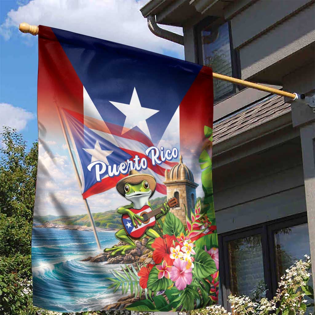 Puerto Rico Coqui Frog Garden Flag Happy Emancipation Day