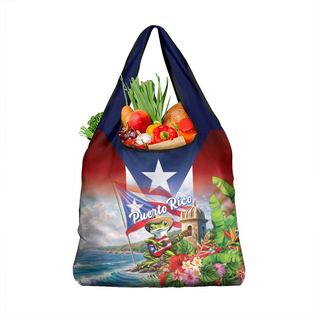 Puerto Rico Coqui Frog Grocery Bag Happy Emancipation Day