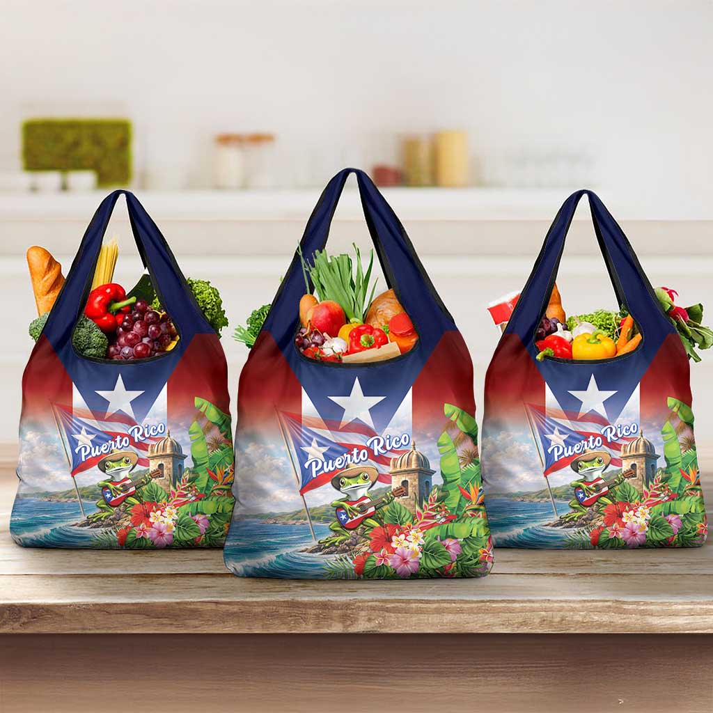Puerto Rico Coqui Frog Grocery Bag Happy Emancipation Day