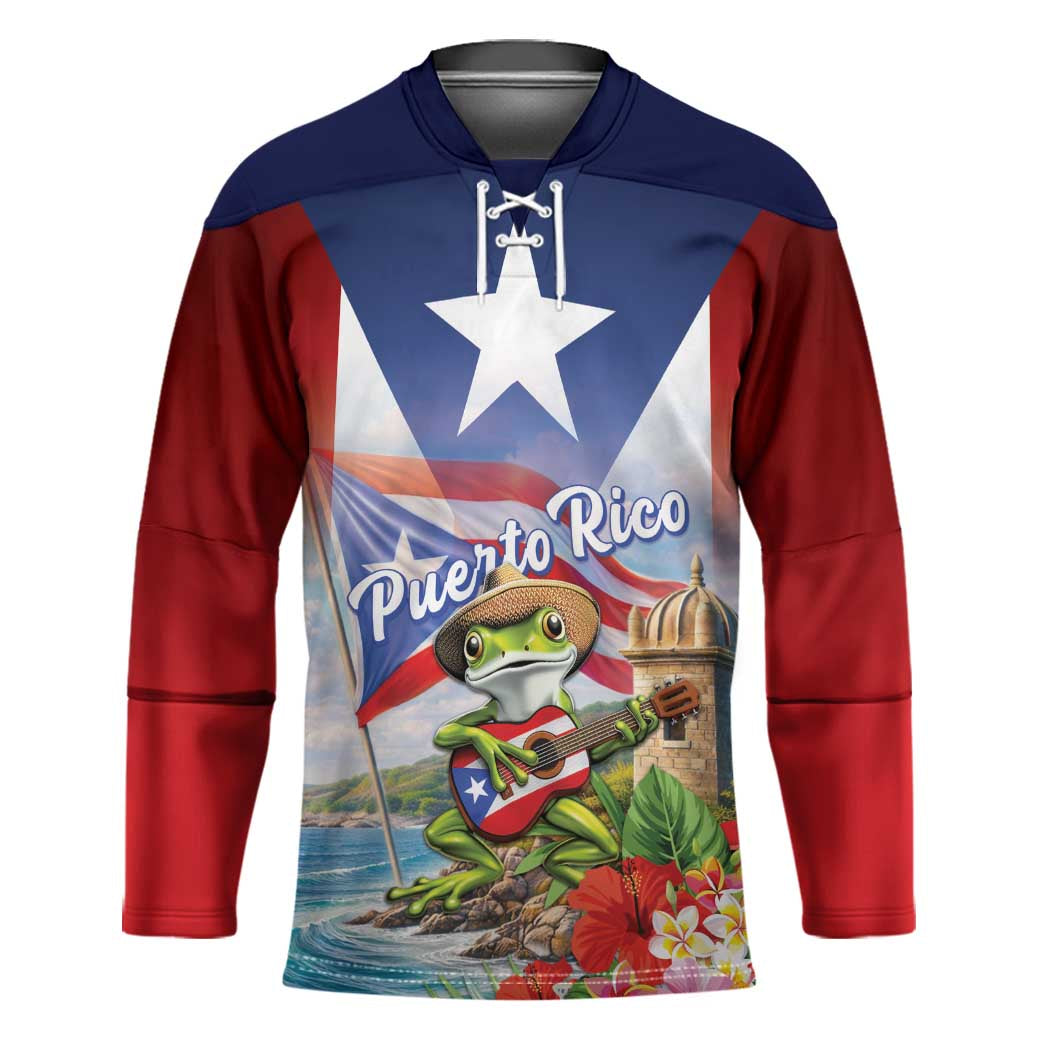 Puerto Rico Coqui Frog Hockey Jersey Happy Emancipation Day