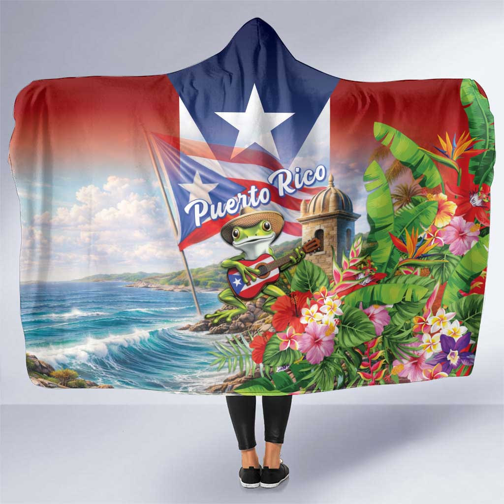 Puerto Rico Coqui Frog Hooded Blanket Happy Emancipation Day