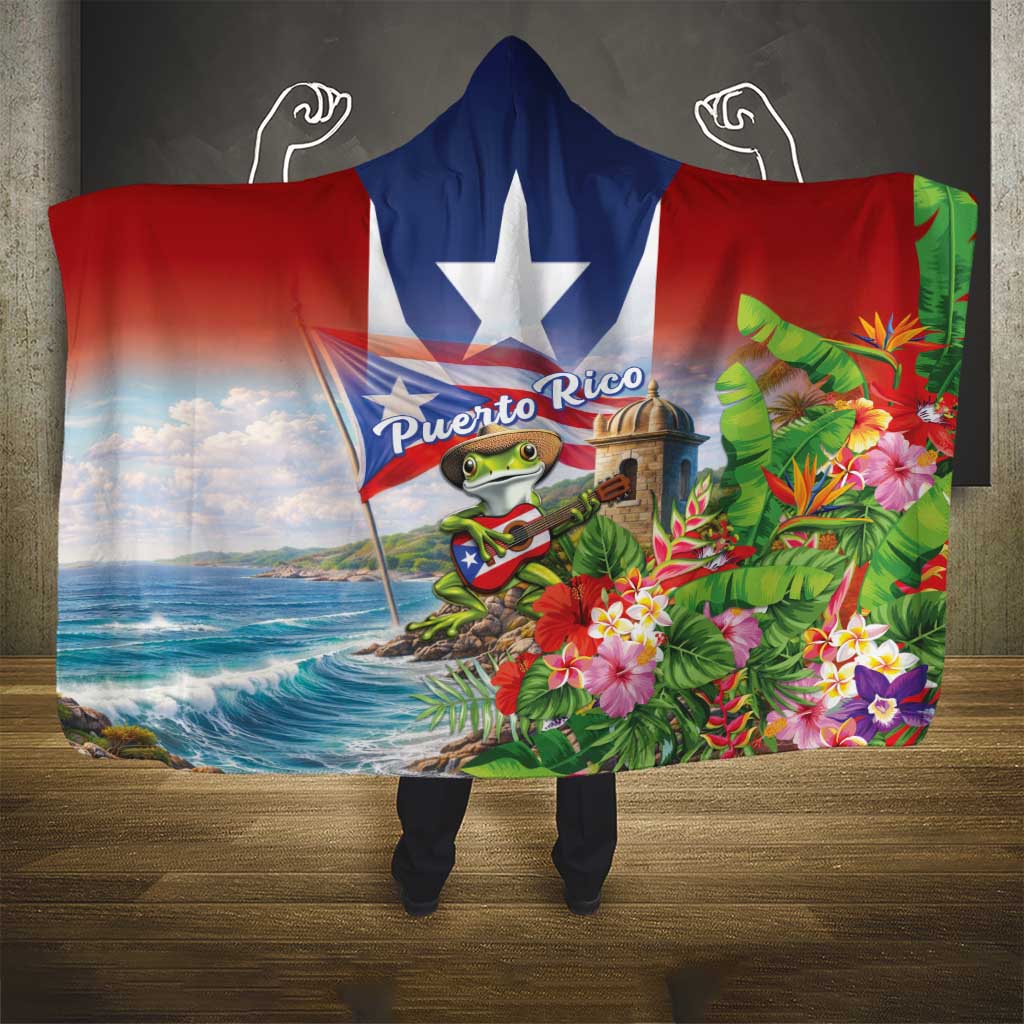 Puerto Rico Coqui Frog Hooded Blanket Happy Emancipation Day