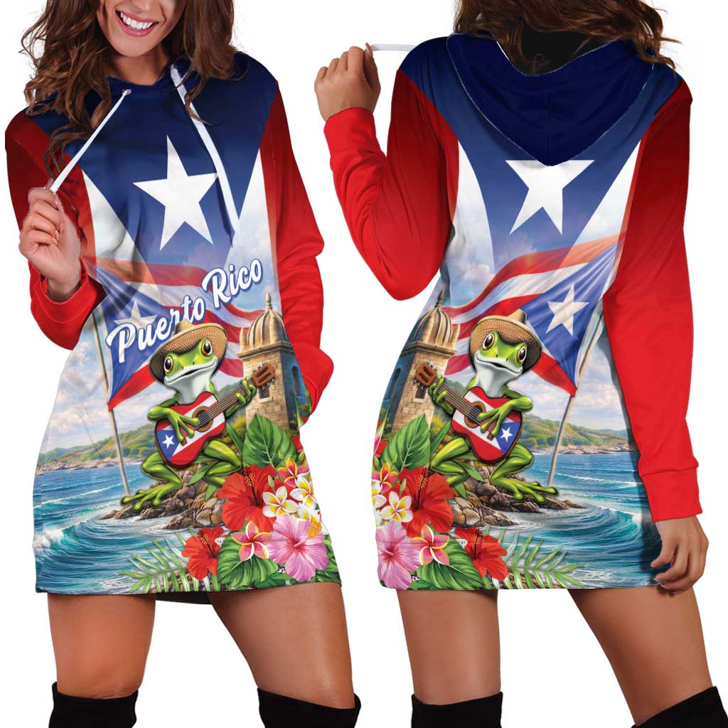 Puerto Rico Coqui Frog Hoodie Dress Happy Emancipation Day