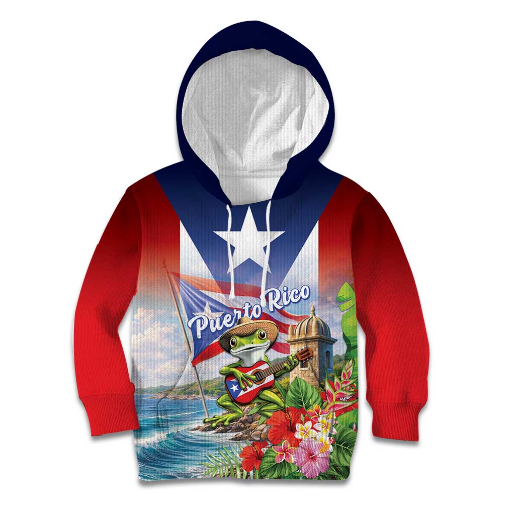 Puerto Rico Coqui Frog Kid Hoodie Happy Emancipation Day