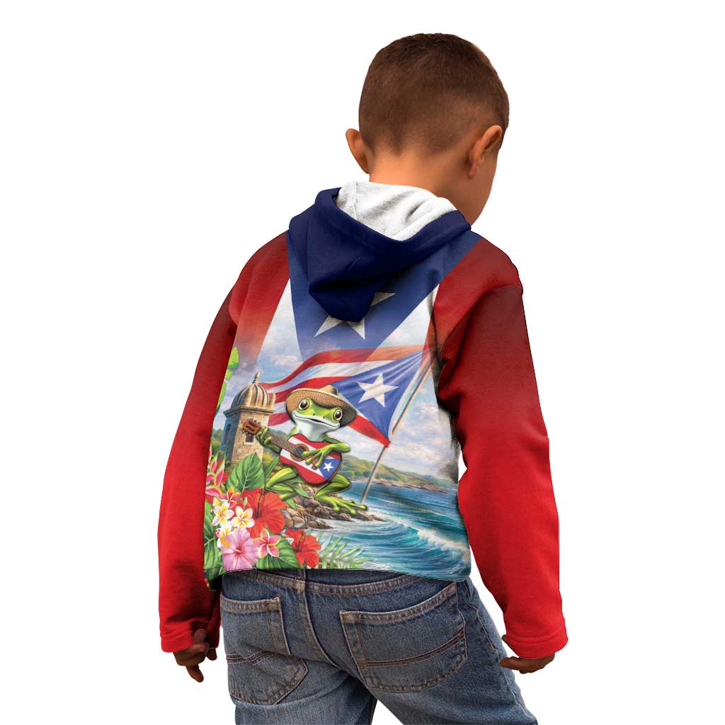 Puerto Rico Coqui Frog Kid Hoodie Happy Emancipation Day