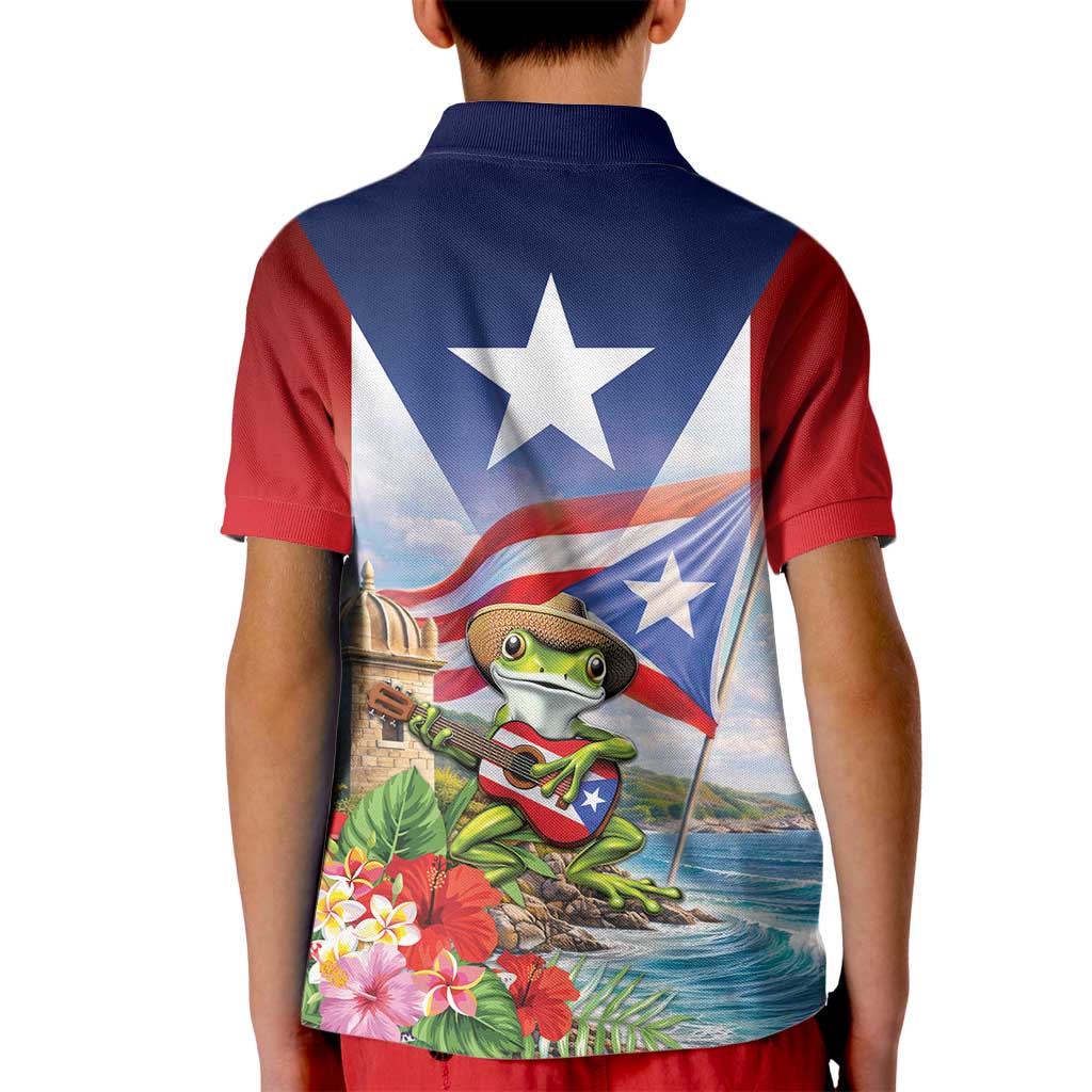Puerto Rico Coqui Frog Kid Polo Shirt Happy Emancipation Day