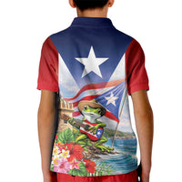 Puerto Rico Coqui Frog Kid Polo Shirt Happy Emancipation Day