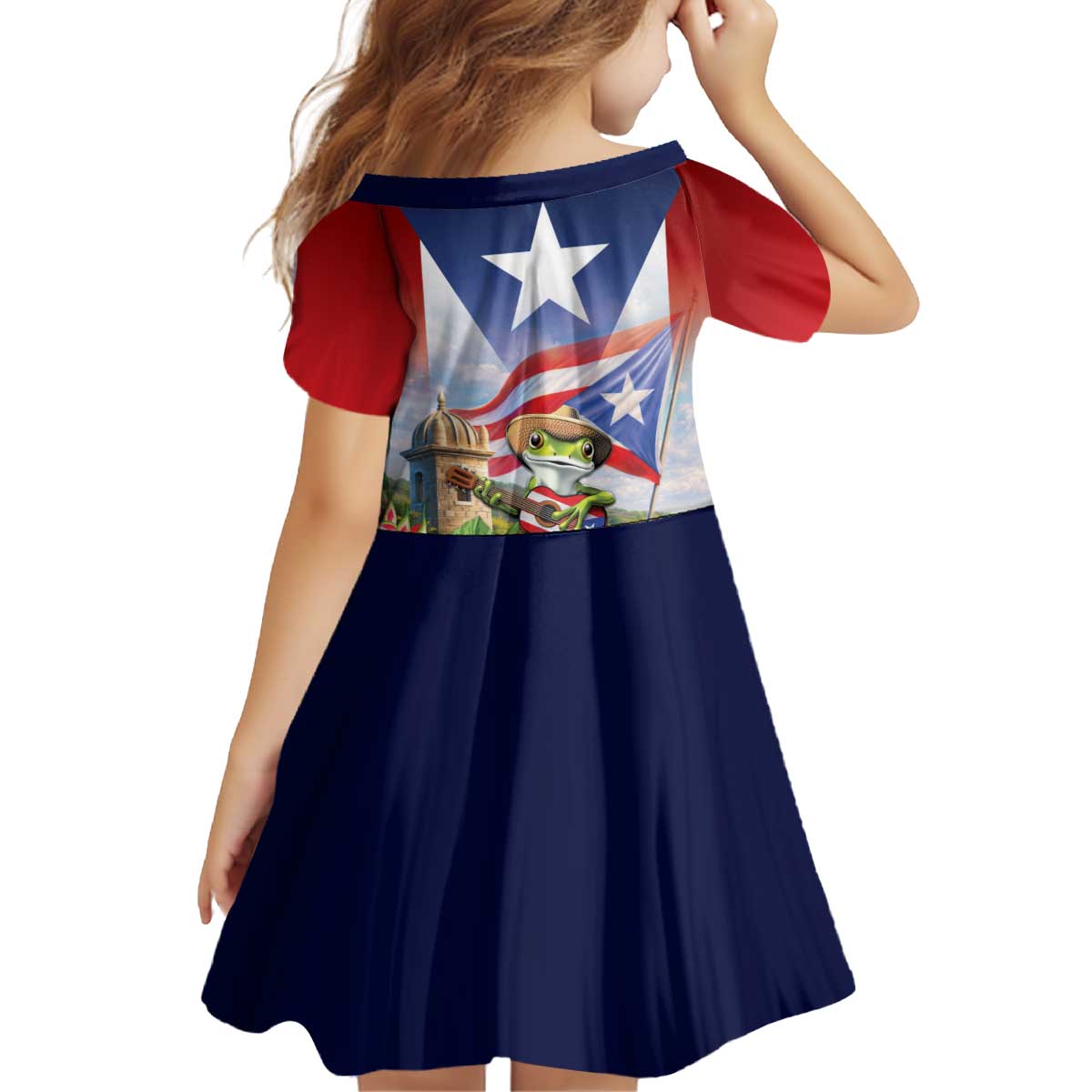 Puerto Rico Coqui Frog Kid Short Sleeve Dress Happy Emancipation Day