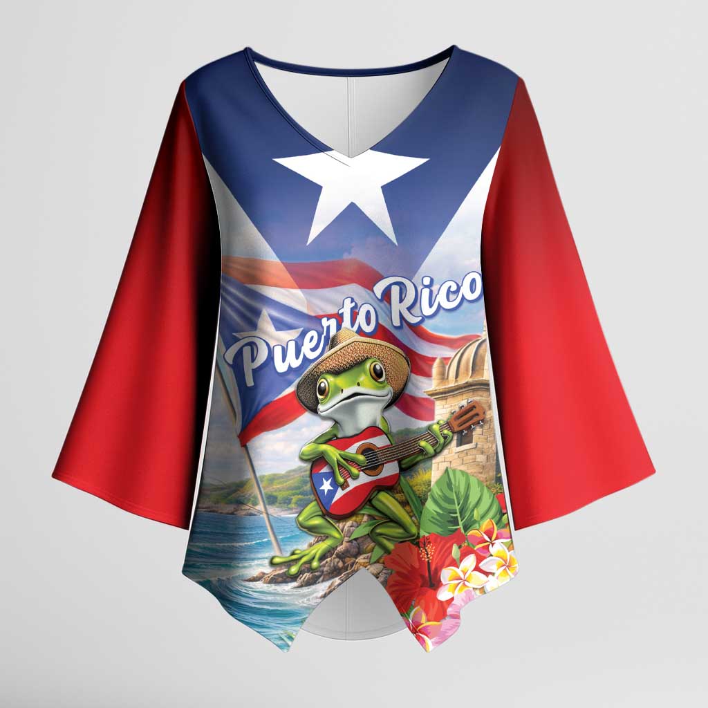 Puerto Rico Coqui Frog Kimono Sleeve Blouse Happy Emancipation Day