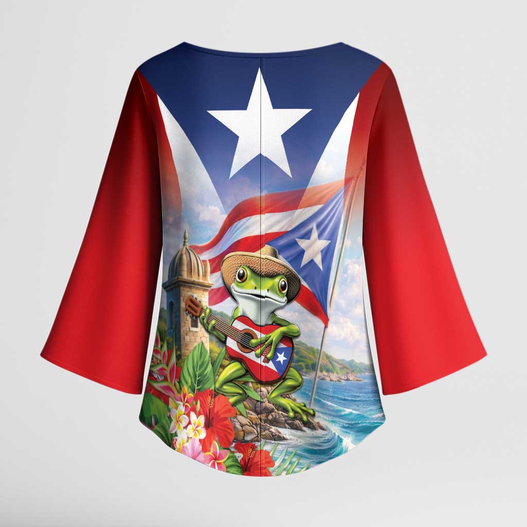 Puerto Rico Coqui Frog Kimono Sleeve Blouse Happy Emancipation Day