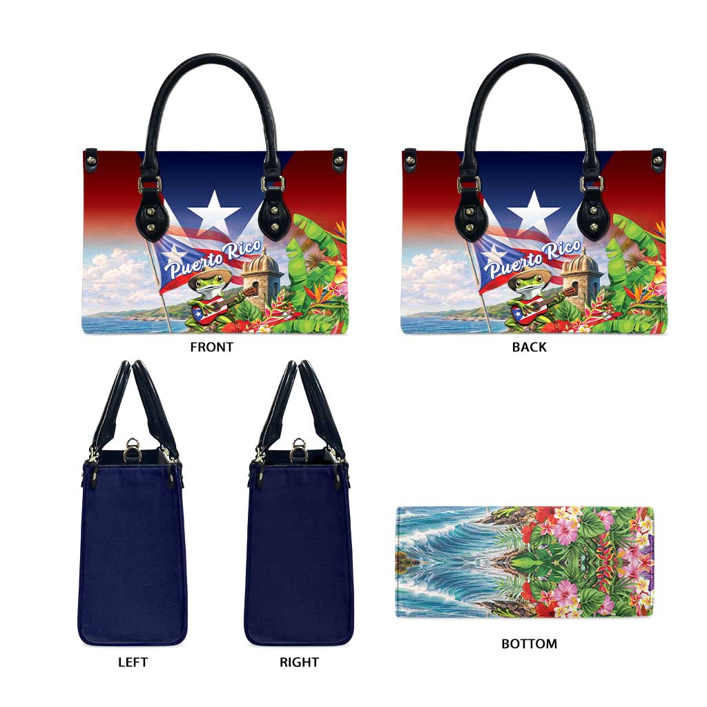 Puerto Rico Coqui Frog Leather Bag Happy Emancipation Day