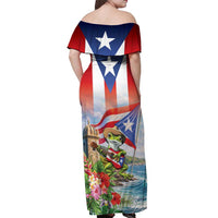 Puerto Rico Coqui Frog Off Shoulder Maxi Dress Happy Emancipation Day