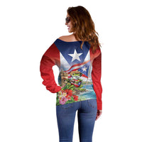 Puerto Rico Coqui Frog Off Shoulder Sweater Happy Emancipation Day