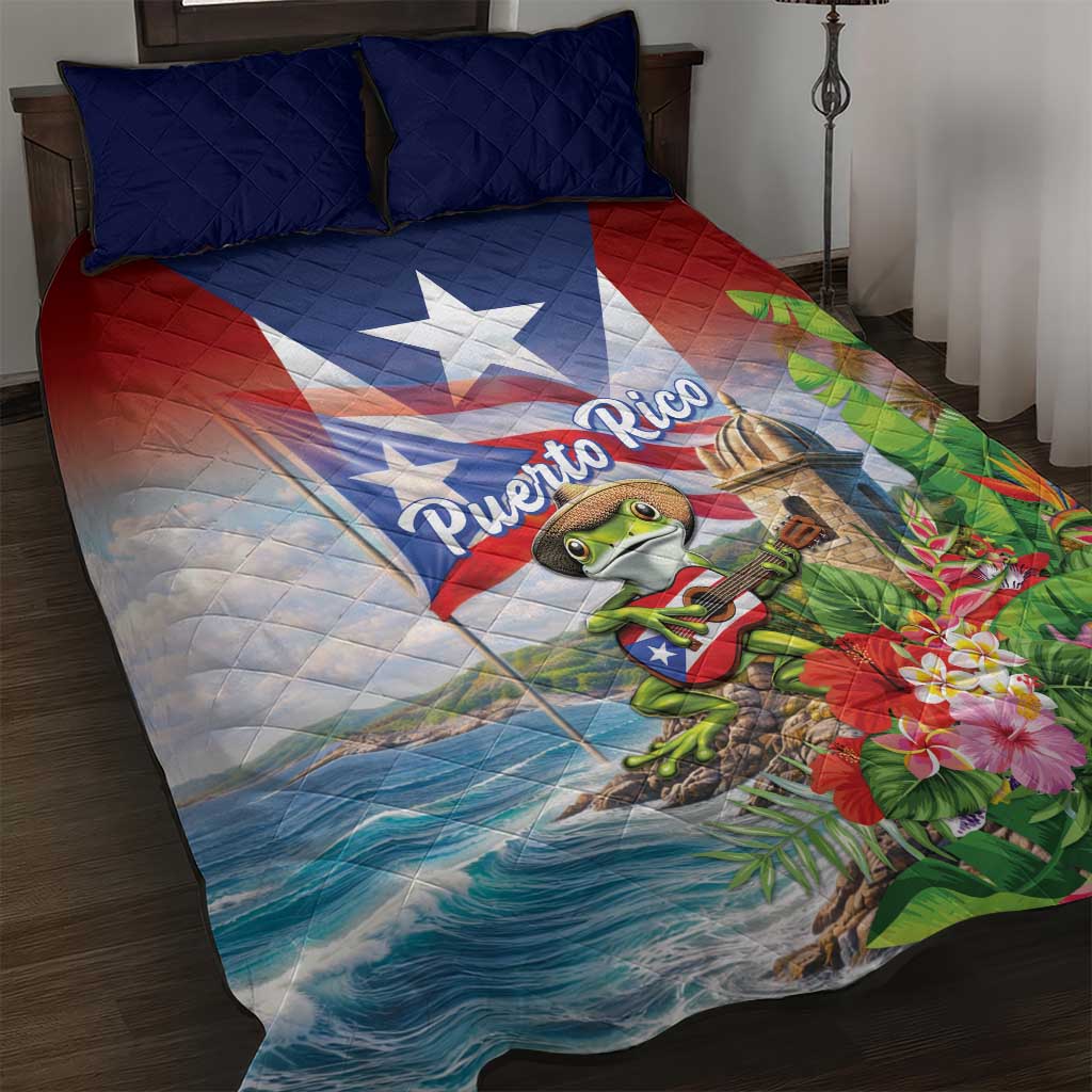 Puerto Rico Coqui Frog Quilt Bed Set Happy Emancipation Day