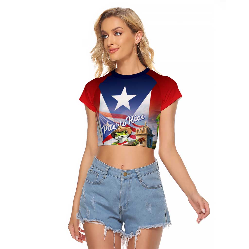 Puerto Rico Coqui Frog Raglan Cropped T Shirt Happy Emancipation Day