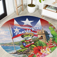 Puerto Rico Coqui Frog Round Carpet Happy Emancipation Day