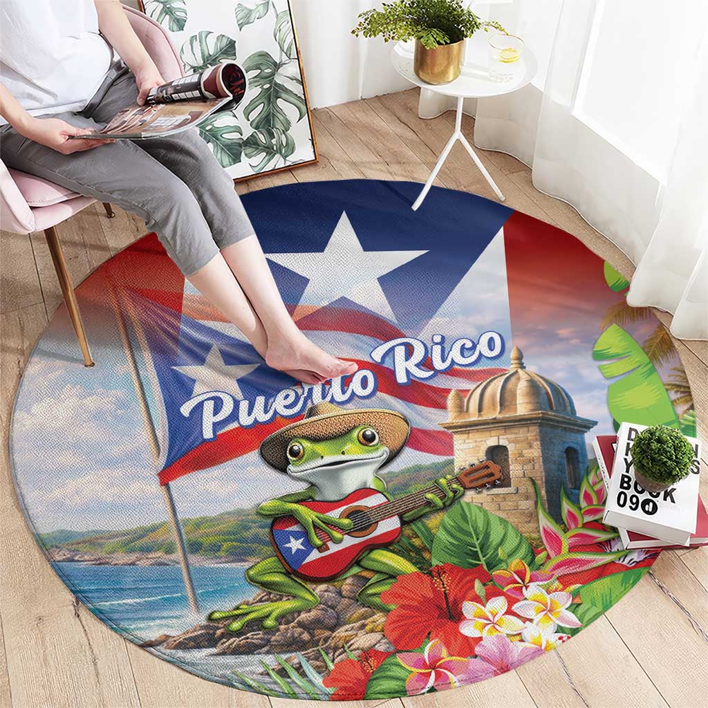 Puerto Rico Coqui Frog Round Carpet Happy Emancipation Day