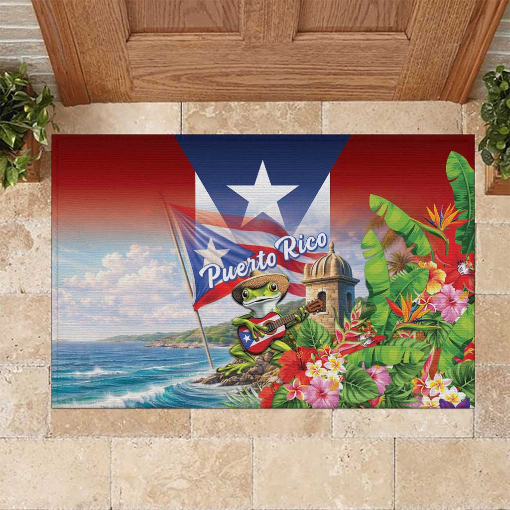 Puerto Rico Coqui Frog Rubber Doormat Happy Emancipation Day