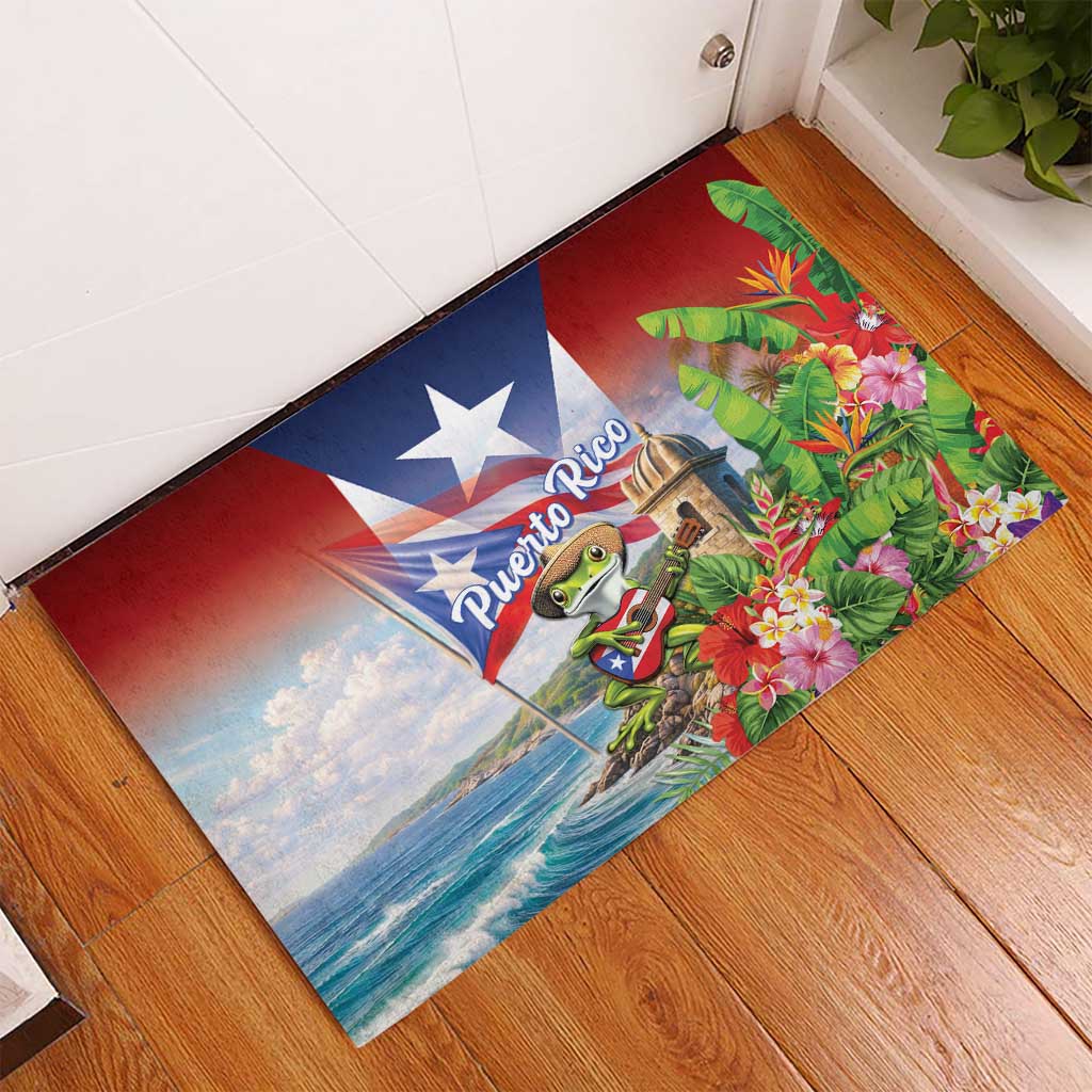 Puerto Rico Coqui Frog Rubber Doormat Happy Emancipation Day