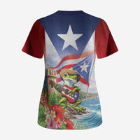 Puerto Rico Coqui Frog Scrub Top Happy Emancipation Day