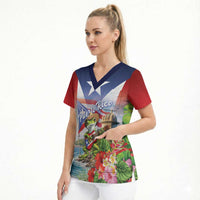 Puerto Rico Coqui Frog Scrub Top Happy Emancipation Day