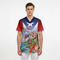 Puerto Rico Coqui Frog Scrub Top Happy Emancipation Day