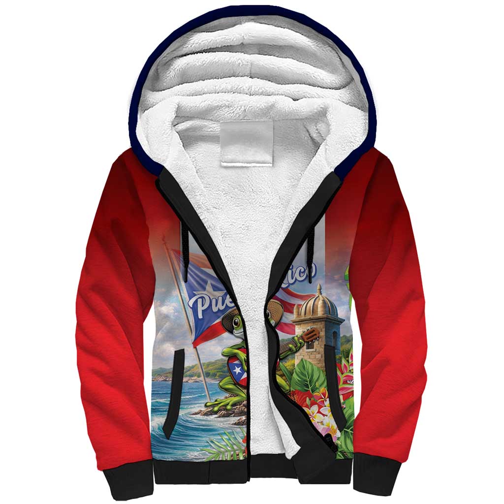 Puerto Rico Coqui Frog Sherpa Hoodie Happy Emancipation Day
