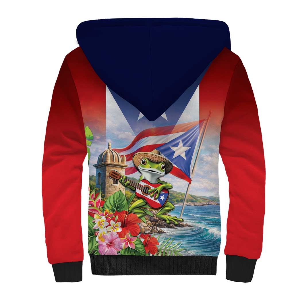 Puerto Rico Coqui Frog Sherpa Hoodie Happy Emancipation Day