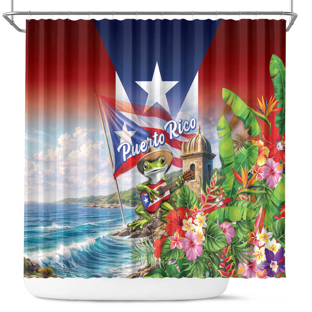 Puerto Rico Coqui Frog Shower Curtain Happy Emancipation Day