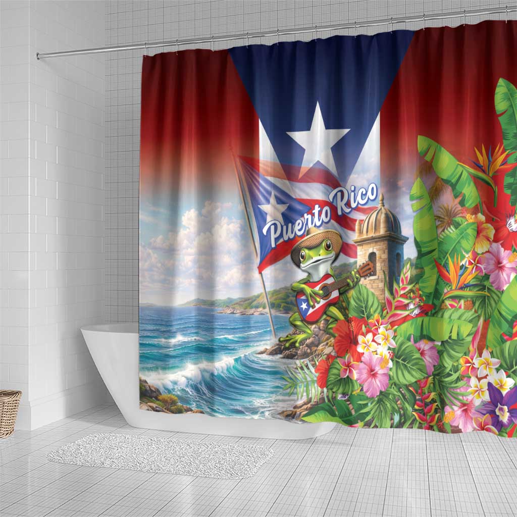 Puerto Rico Coqui Frog Shower Curtain Happy Emancipation Day