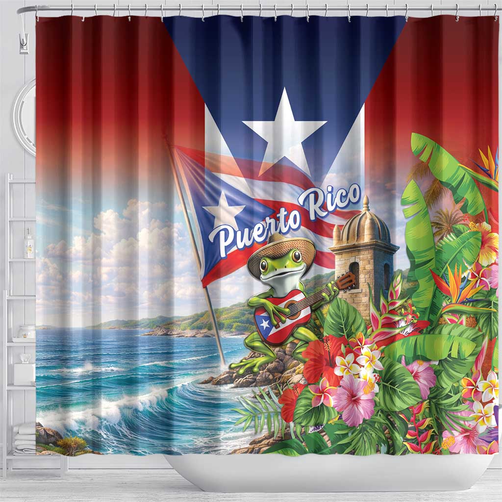 Puerto Rico Coqui Frog Shower Curtain Happy Emancipation Day