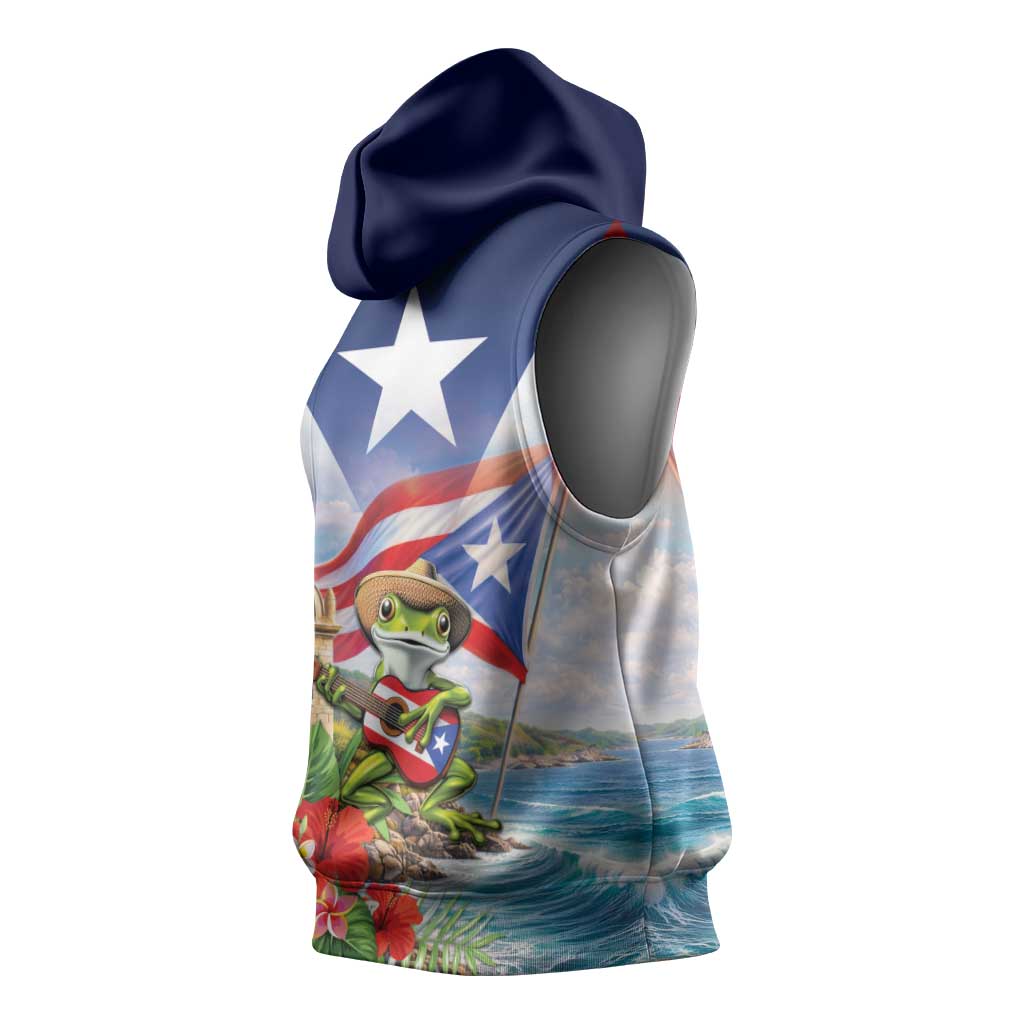 Puerto Rico Coqui Frog Sleeveless Hoodie Happy Emancipation Day