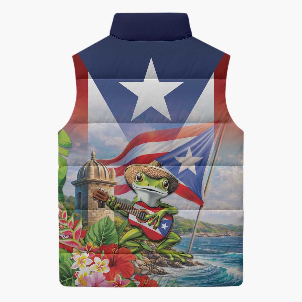 Puerto Rico Coqui Frog Sleeveless Puffer Jacket Happy Emancipation Day