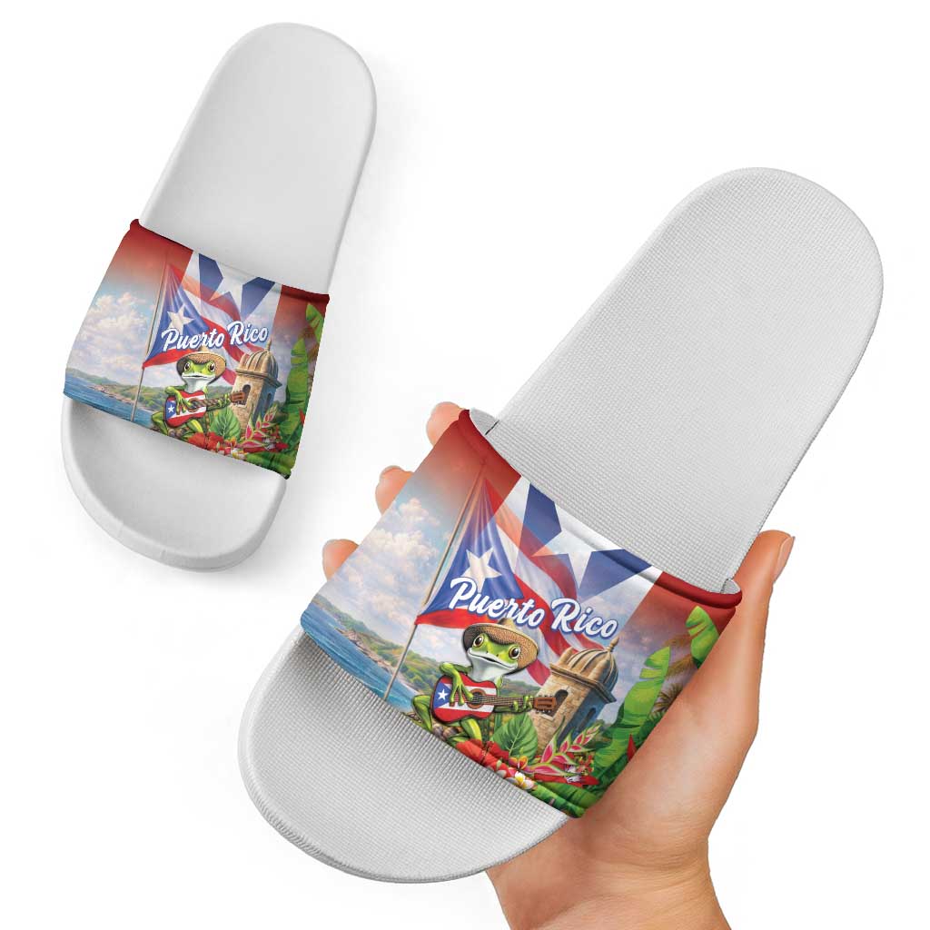 Puerto Rico Coqui Frog Slide Sandals Happy Emancipation Day