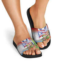 Puerto Rico Coqui Frog Slide Sandals Happy Emancipation Day