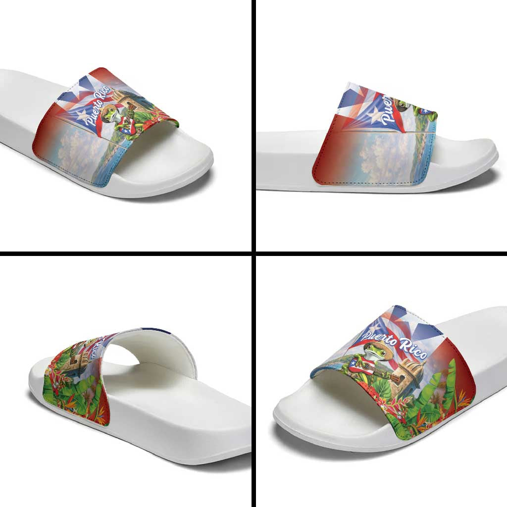 Puerto Rico Coqui Frog Slide Sandals Happy Emancipation Day