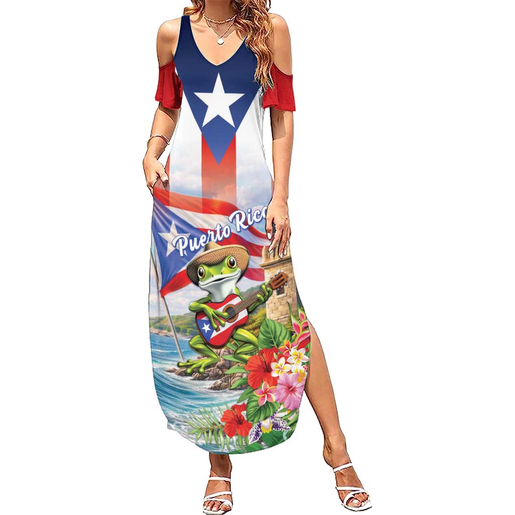 Puerto Rico Coqui Frog Summer Maxi Dress Happy Emancipation Day